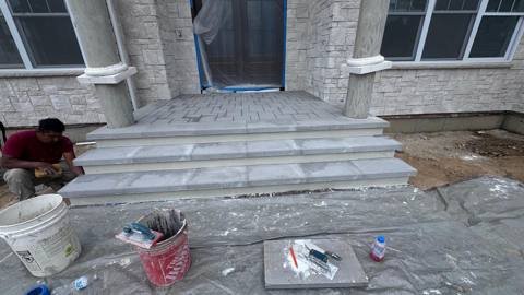 Retaining wall and steps project 9
